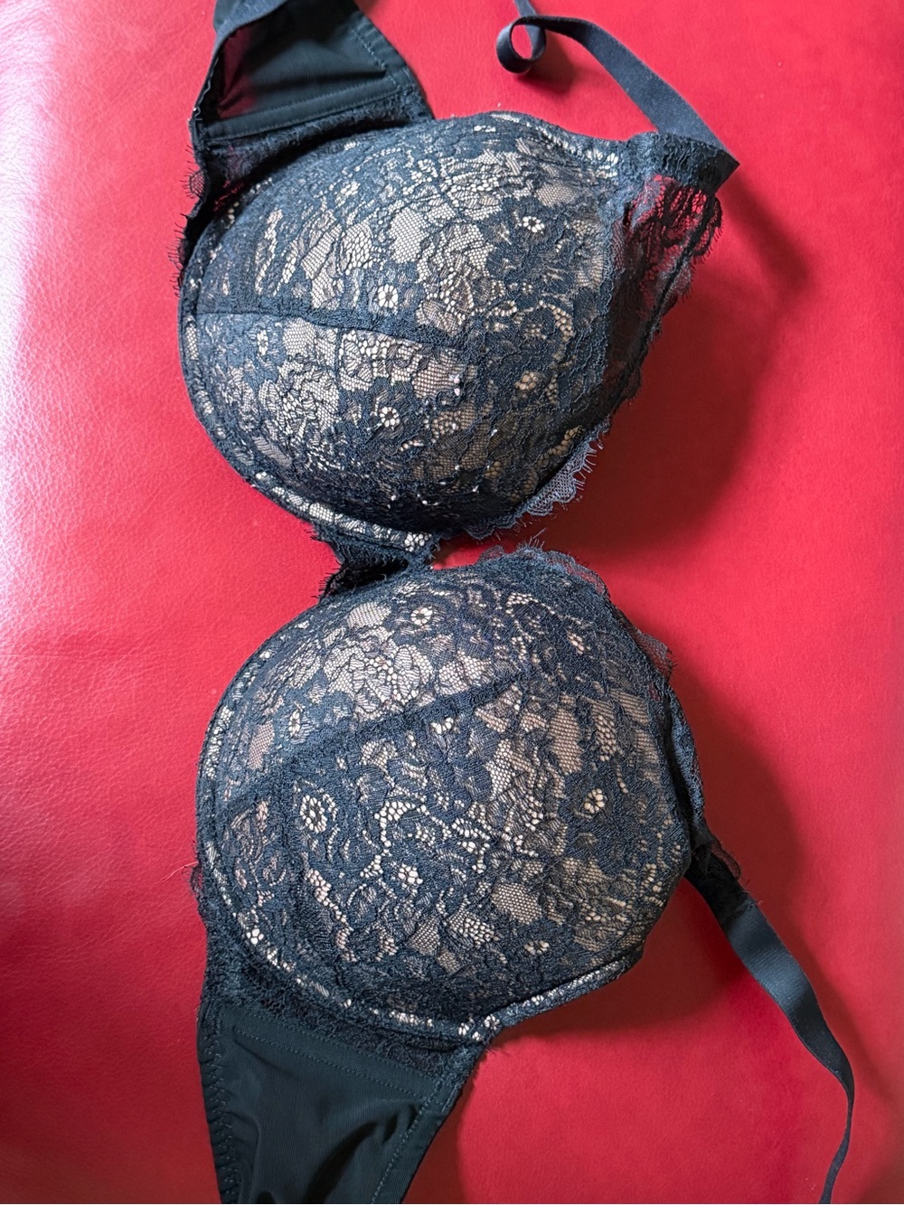 Auden Black Lace Push Up Bra with Nude Lining 46D